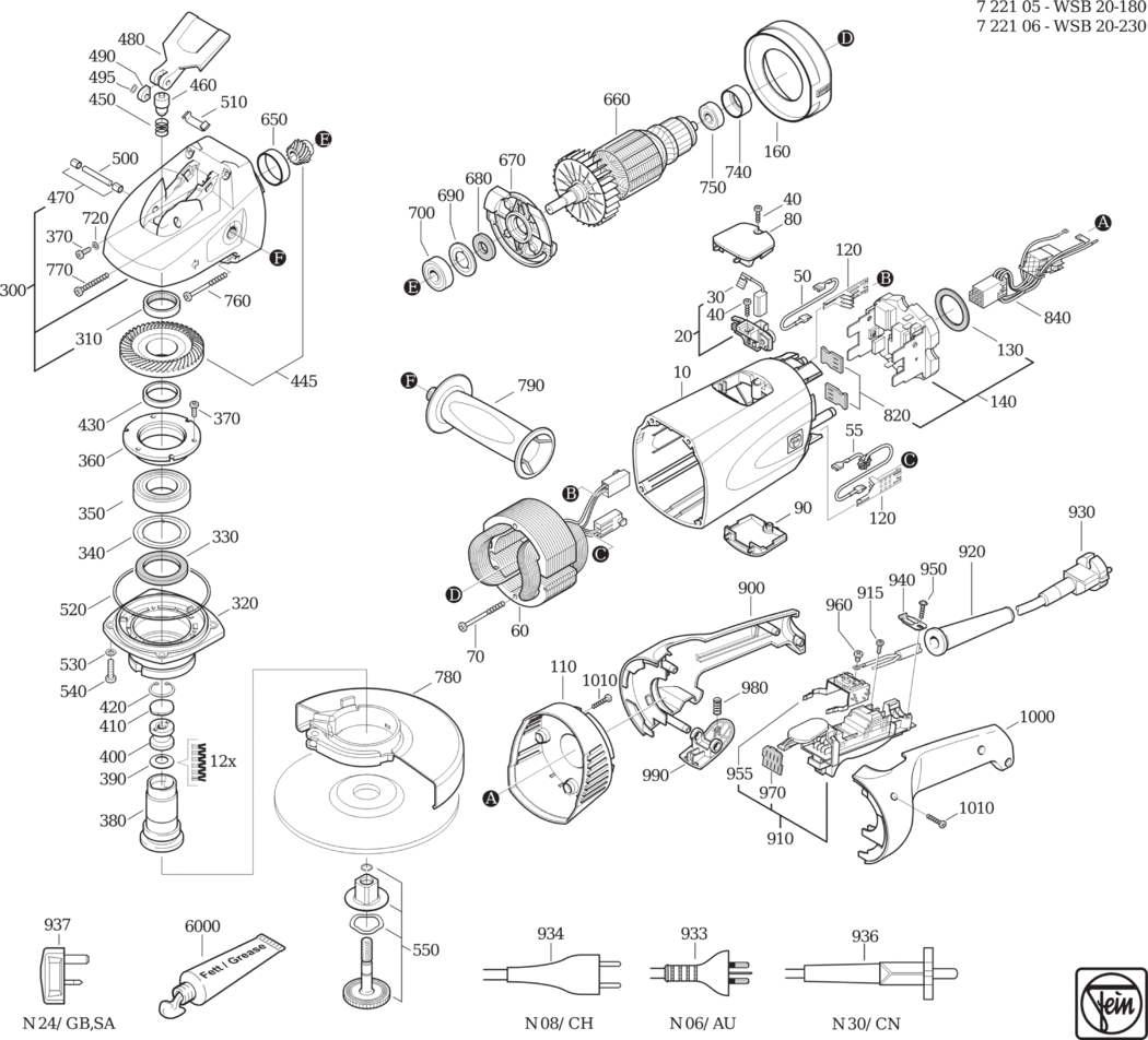 Fein WSB 20-180 ⡐Hz 230V) / 72210500237 Spare Parts