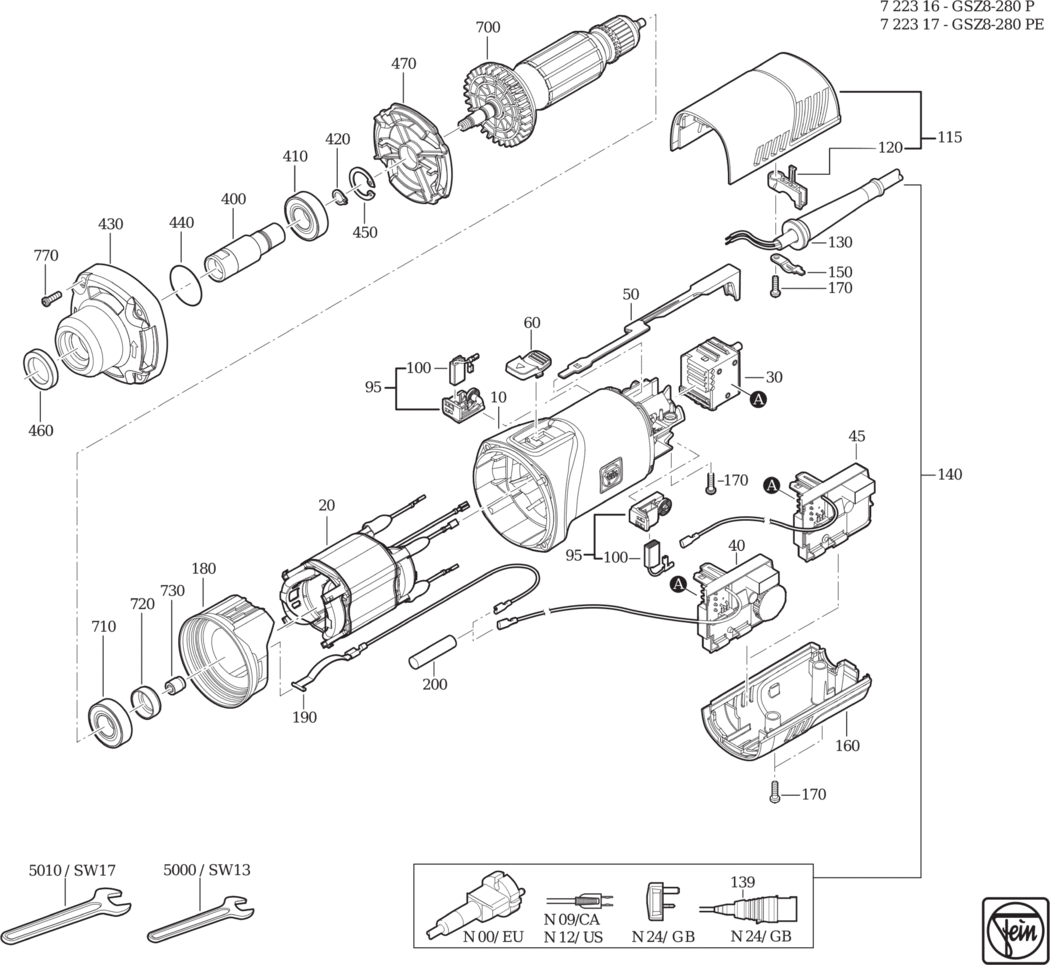 Fein GSZ 8-280 P ⡐Hz 110V) / 72231624110 Spare Parts