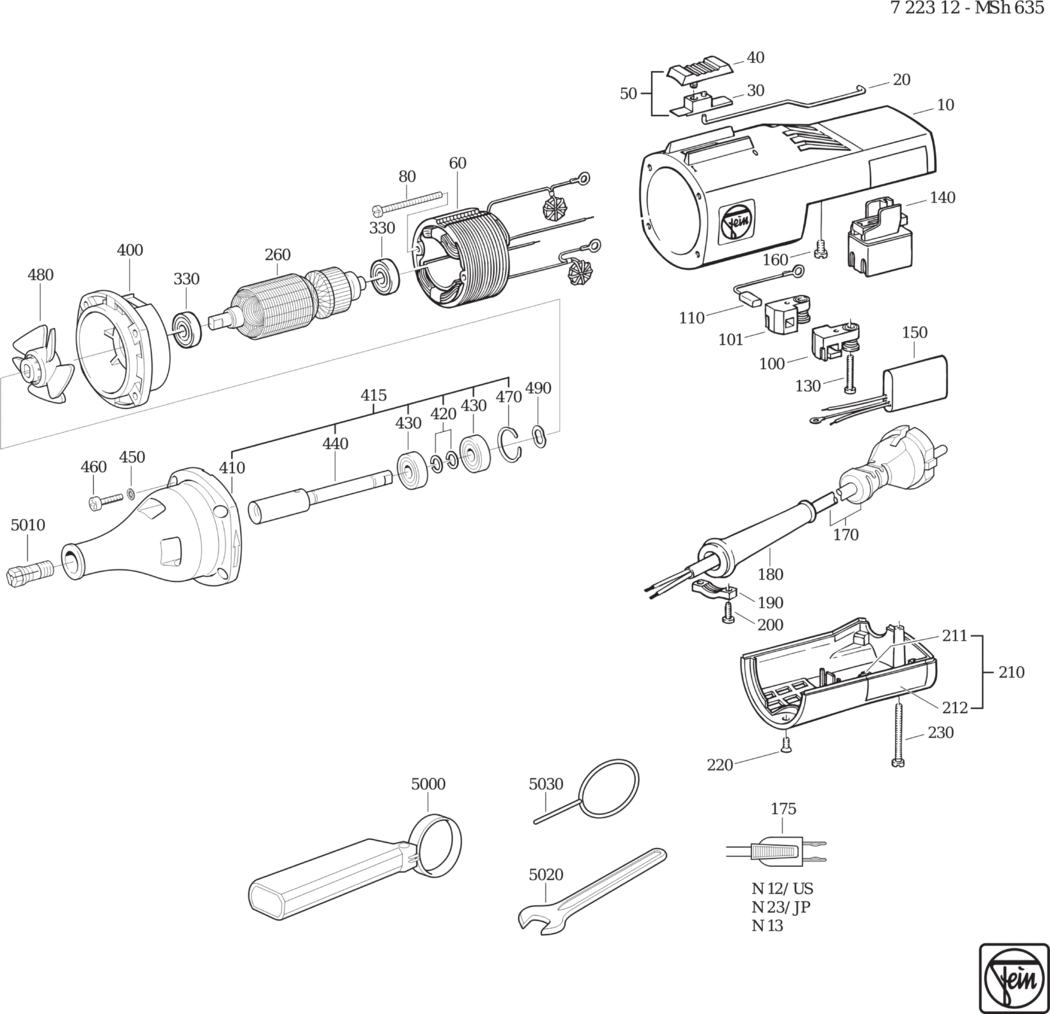 Fein MSh 635 ⡐Hz 240V) / 72231200241 Spare Parts