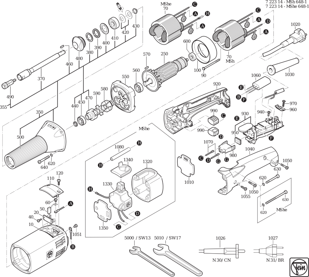 Fein MSh 648-1 ⡐/60Hz 220/230V) / 72231400230 Spare Parts