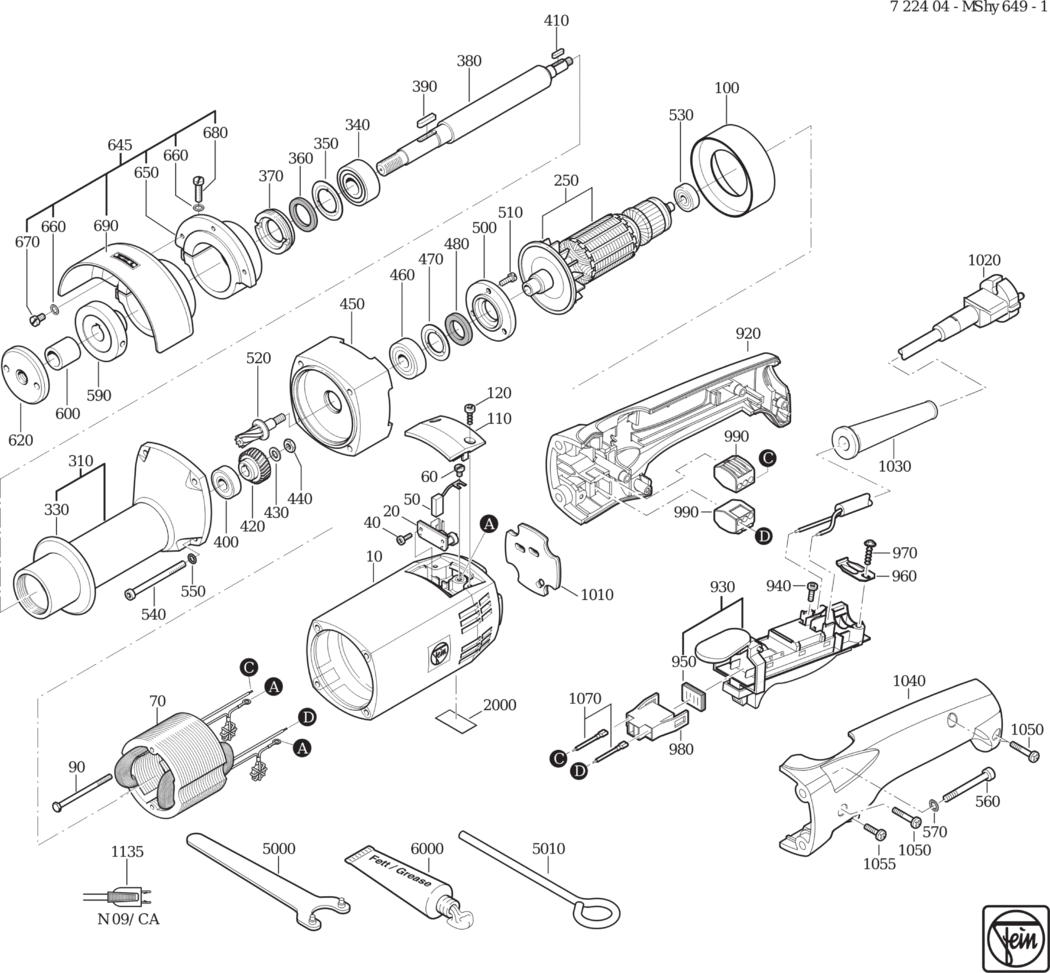 Fein MShy 649-1 ⡐/60Hz 220/230V) / 72240400230 Spare Parts