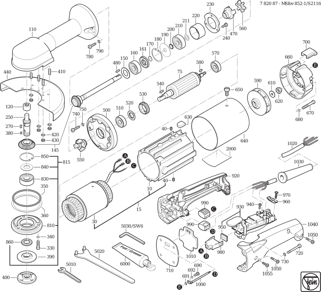 Fein MSfov 852-1-180 𨌀Hz 200V) / 78208700260 Spare Parts