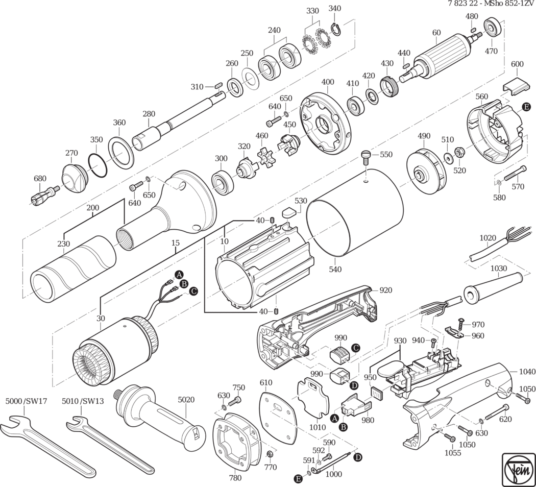 Fein MSho852-1ZV 𨌀Hz 200V) / 78232200260 Spare Parts