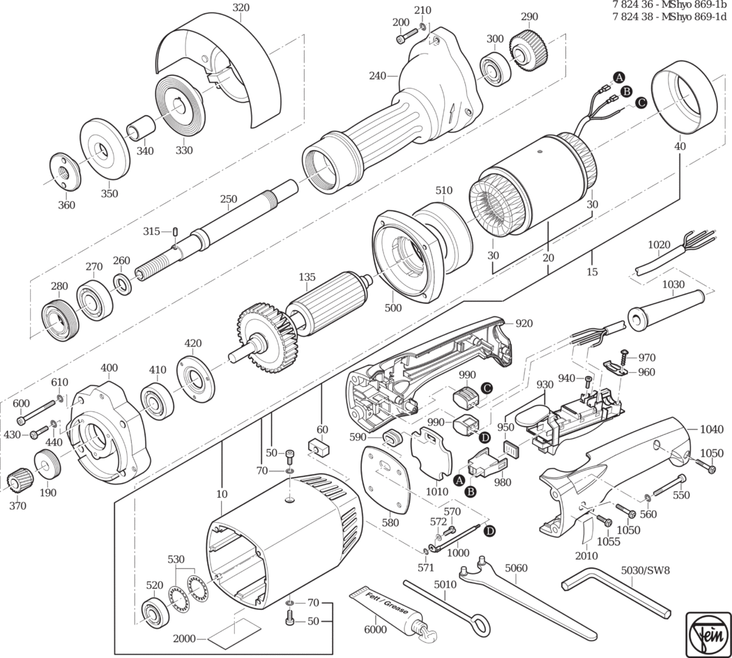 Fein MShy 869-1b 𨈀Hz 72V) / 78243600120 Spare Parts