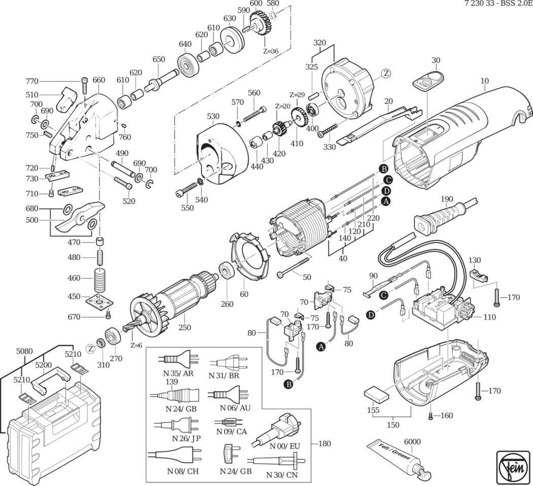 Fein BSS 2.0 E ⡐/60Hz 220/230V) / 72303300230 Spare Parts