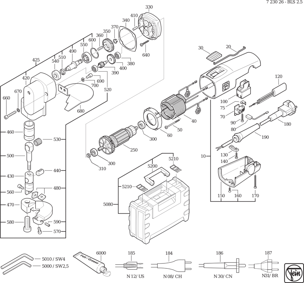 Fein BLS 2.5 ⡐/60Hz 220/230V) / 72302600233 Spare Parts