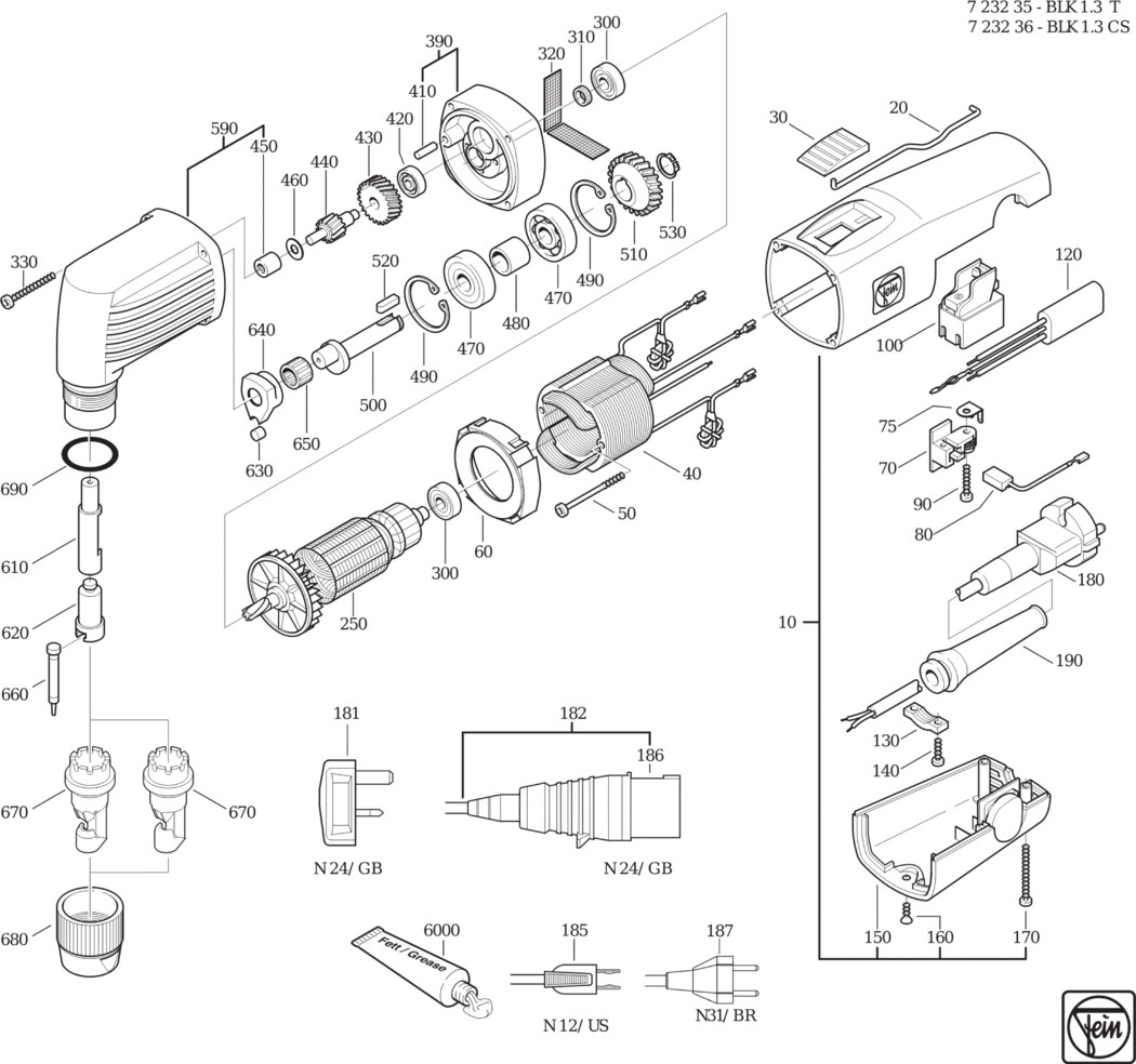 Fein BLK 1.3 CS ⡐Hz 110V) / 72323624112 Spare Parts