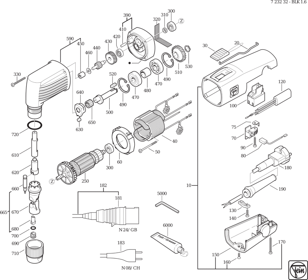 Fein BLK 1.6 ⡐/60Hz 220/230V) / 72323200235 Spare Parts