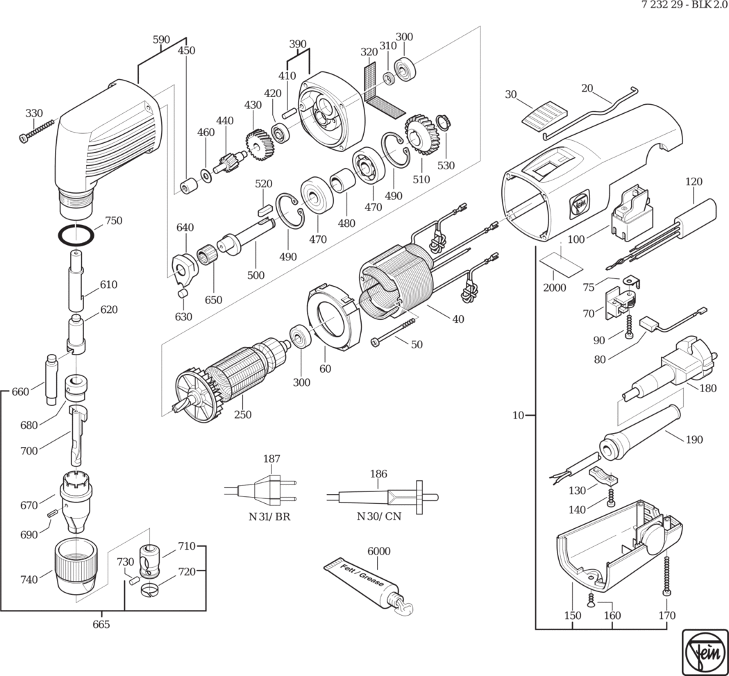 Fein BLK 2.0 ⡐/60Hz 220/230V) / 72322900233 Spare Parts