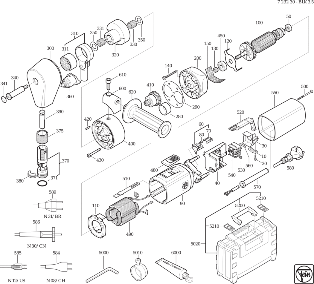 Fein BLK 3.5 ⡐Hz 230V) / 72323000230 Spare Parts