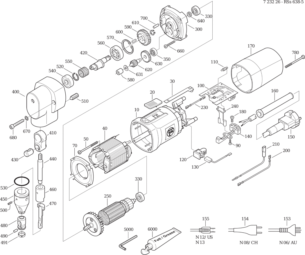 Fein RSs 638-5 ⡐/60Hz 230V) / 72322600235 Spare Parts