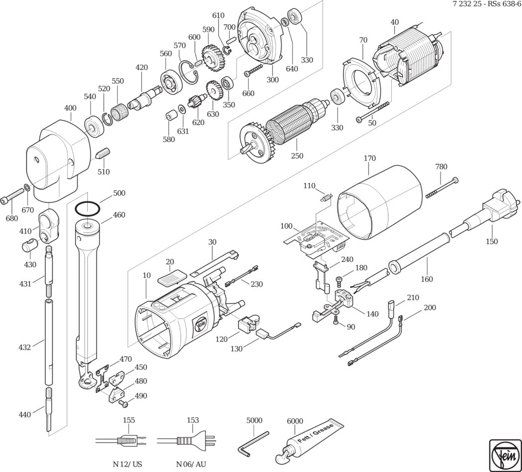 Fein RSs 638-6 ⡐Hz 240V) / 72322500248 Spare Parts