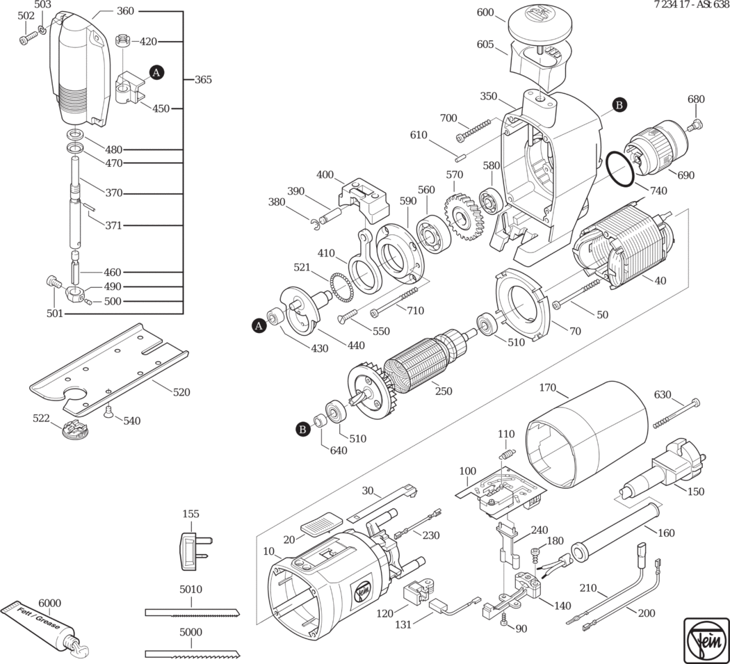 Fein ASt 638 ⡐/60Hz 220/230V) / 72341724230 Spare Parts