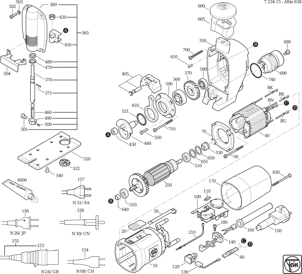 Fein ASte 638 ⡐/60Hz 220/230V) / 72341500230 Spare Parts