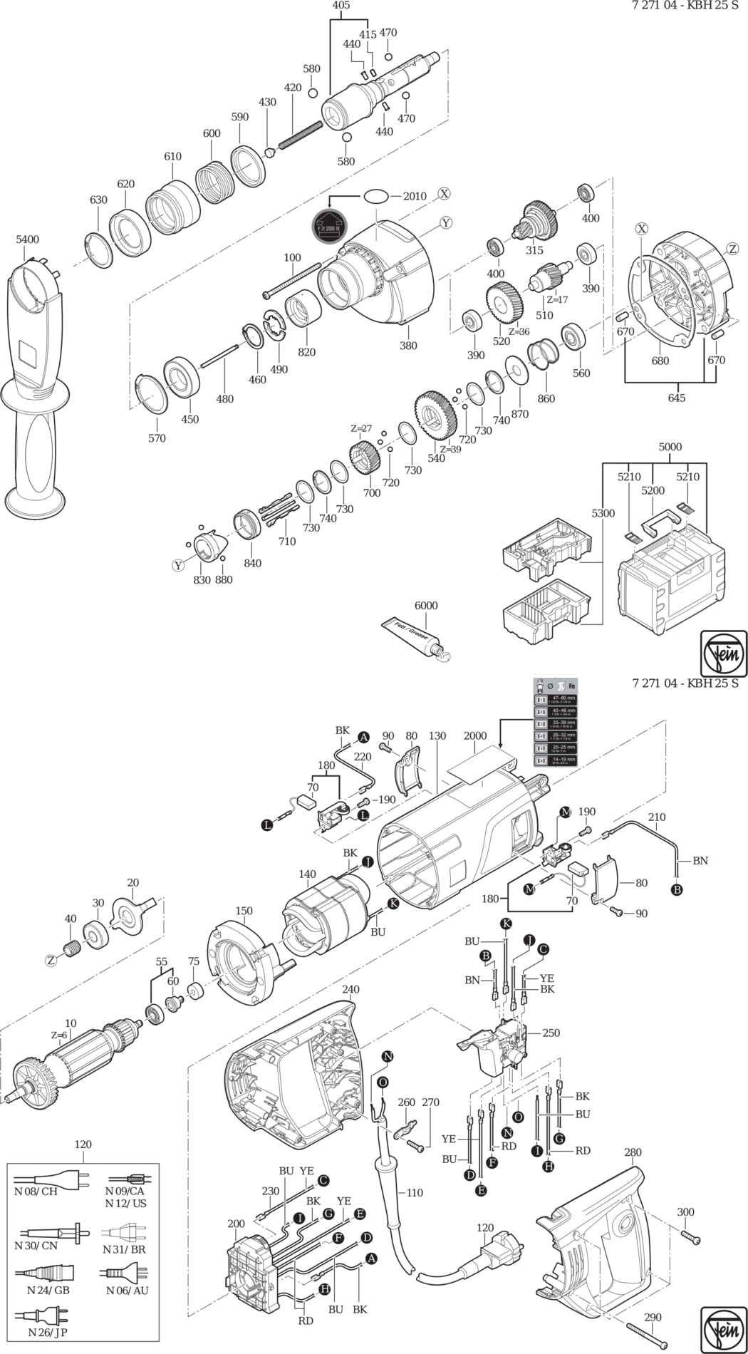 Fein KBH 25 S ⡐/60Hz 220/230V) / 72710400230 Spare Parts