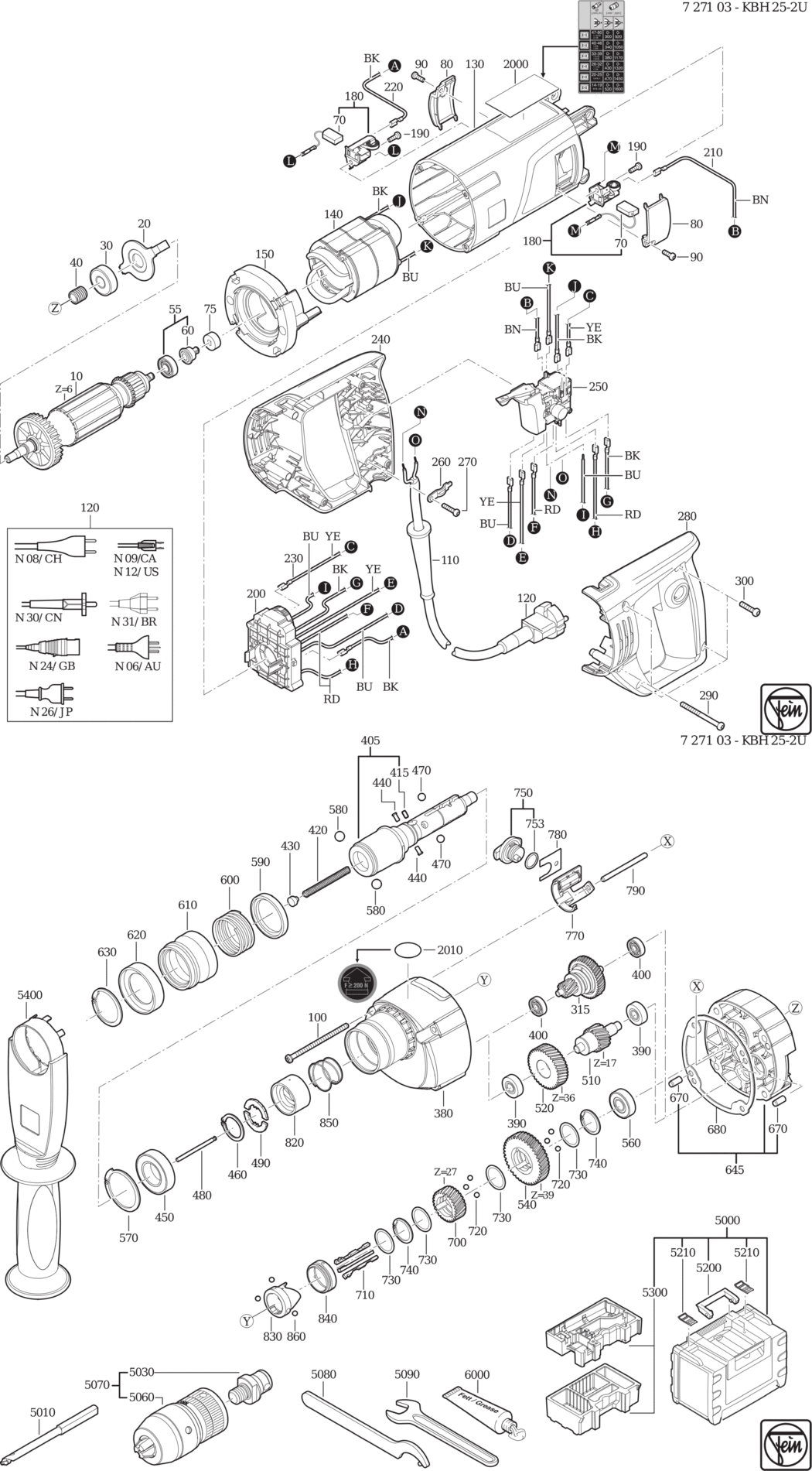 Fein KBH 25-2 U ⡐/60Hz 220/230V) / 72710300230 Spare Parts