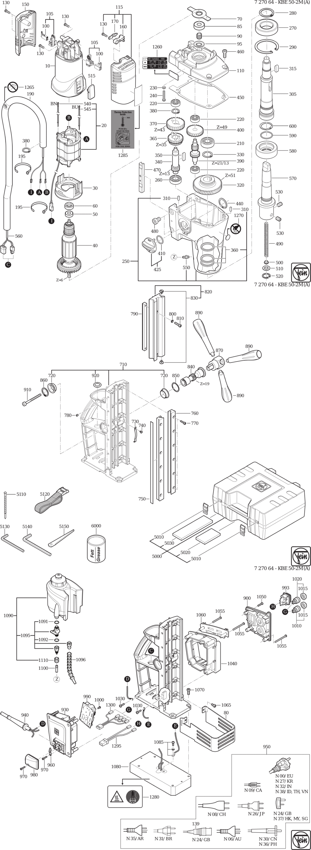 Fein KBE 50-2 M ʊ) ⡐/60Hz 220/230V) / 72706400230 Spare Parts