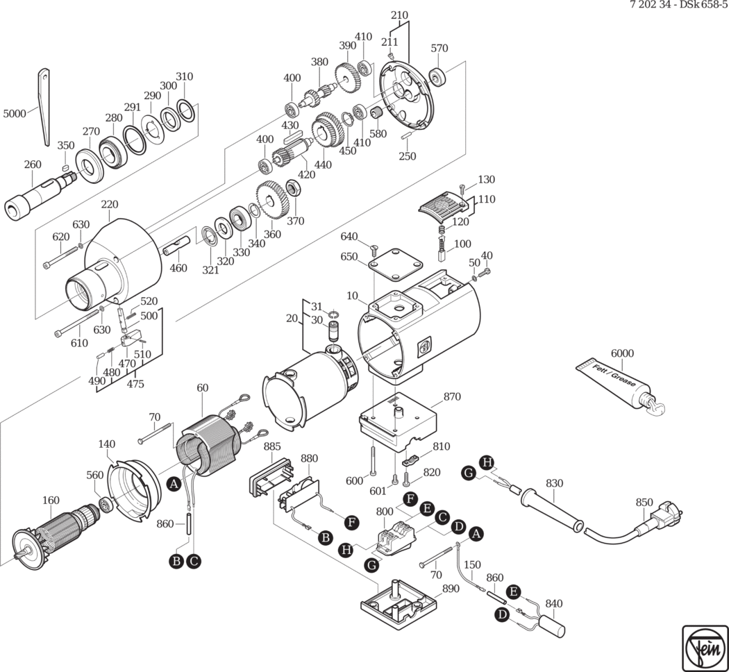 Fein DSK 658-5 ⡐Hz 230V) / 72023400224 Spare Parts