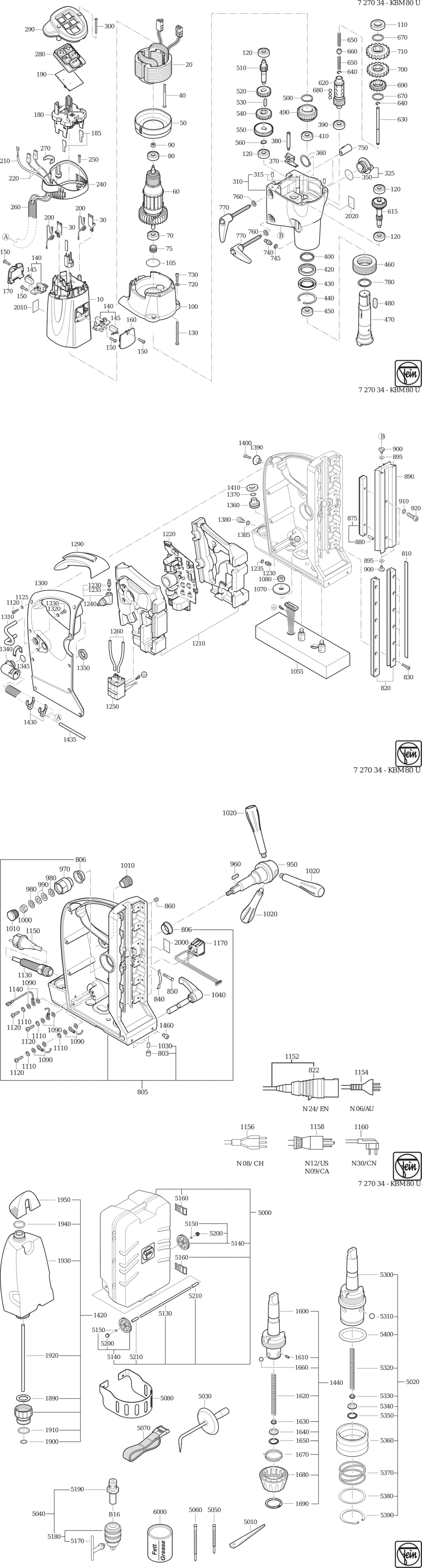 Fein KBM 80 U ⡐/60Hz 220/230V) / 72703400230 Spare Parts