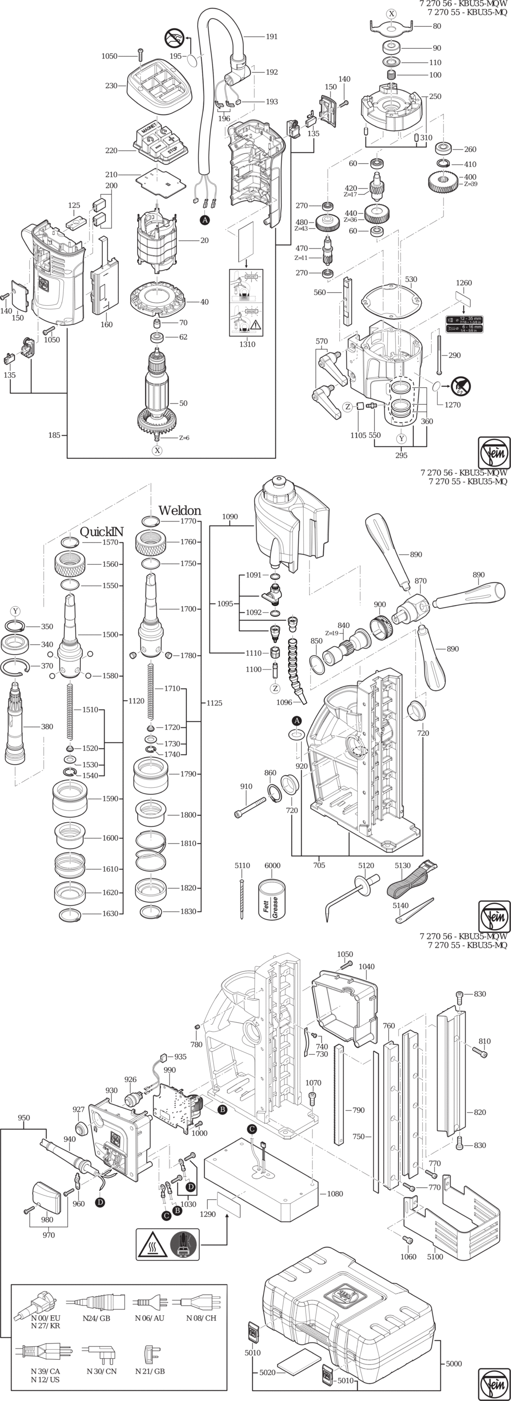 Fein KBU 35 MQ ⡐/60Hz 220/230V) / 72705500230 Spare Parts