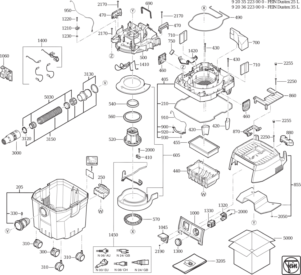 Fein Dustex 25 L / 92035223240 Spare Parts