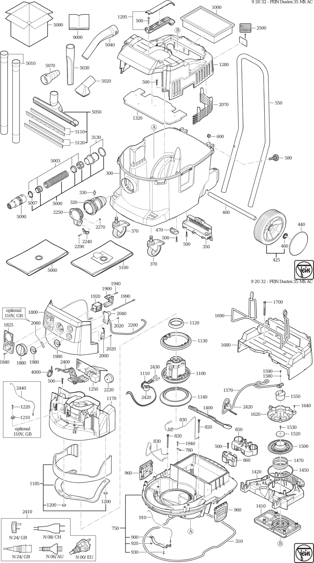 Fein Dustex 35 MX AC / 92032211240 Spare Parts