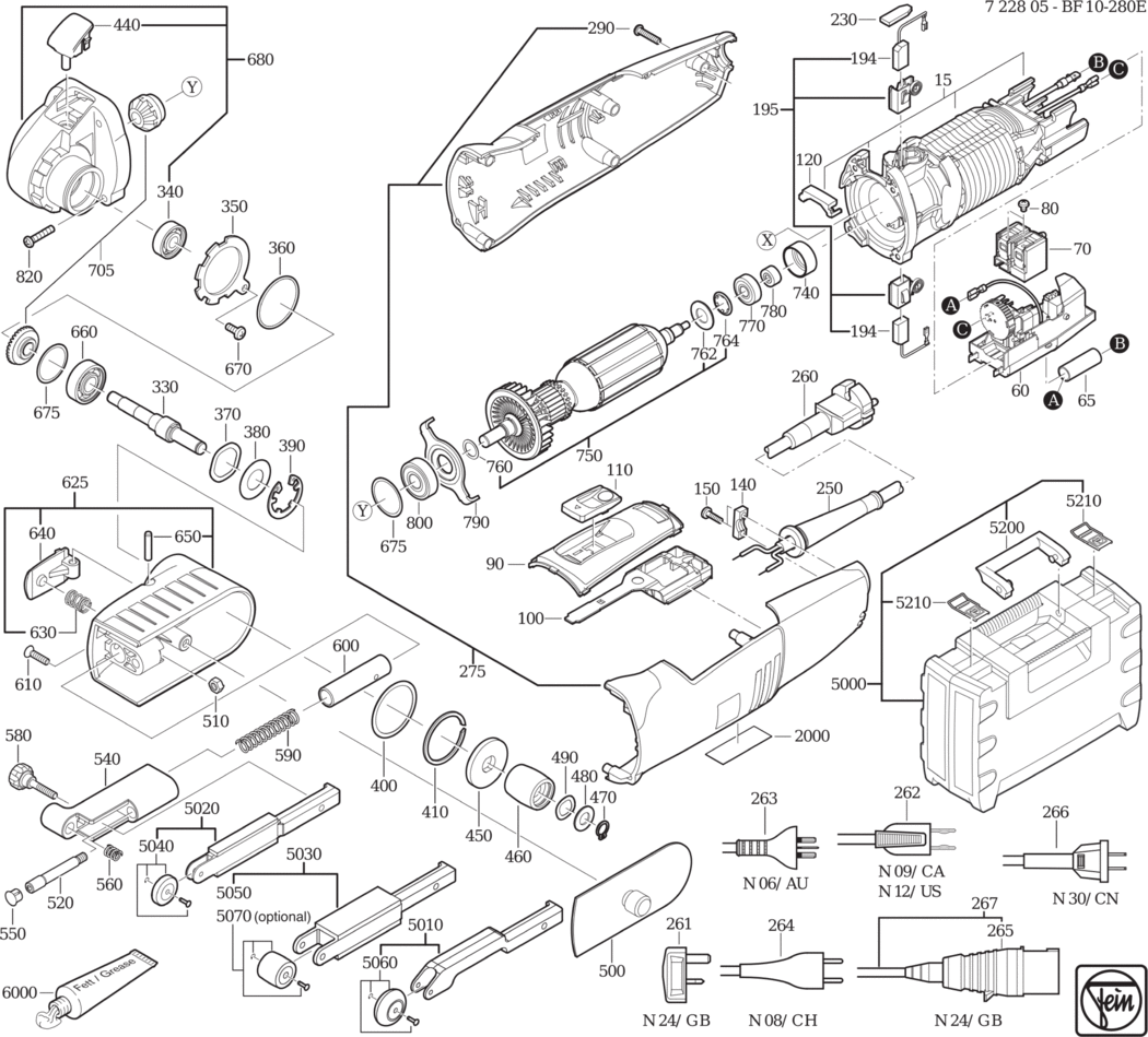 Fein BF 10-280 E ⡐Hz 110V) / 72280524110 Spare Parts