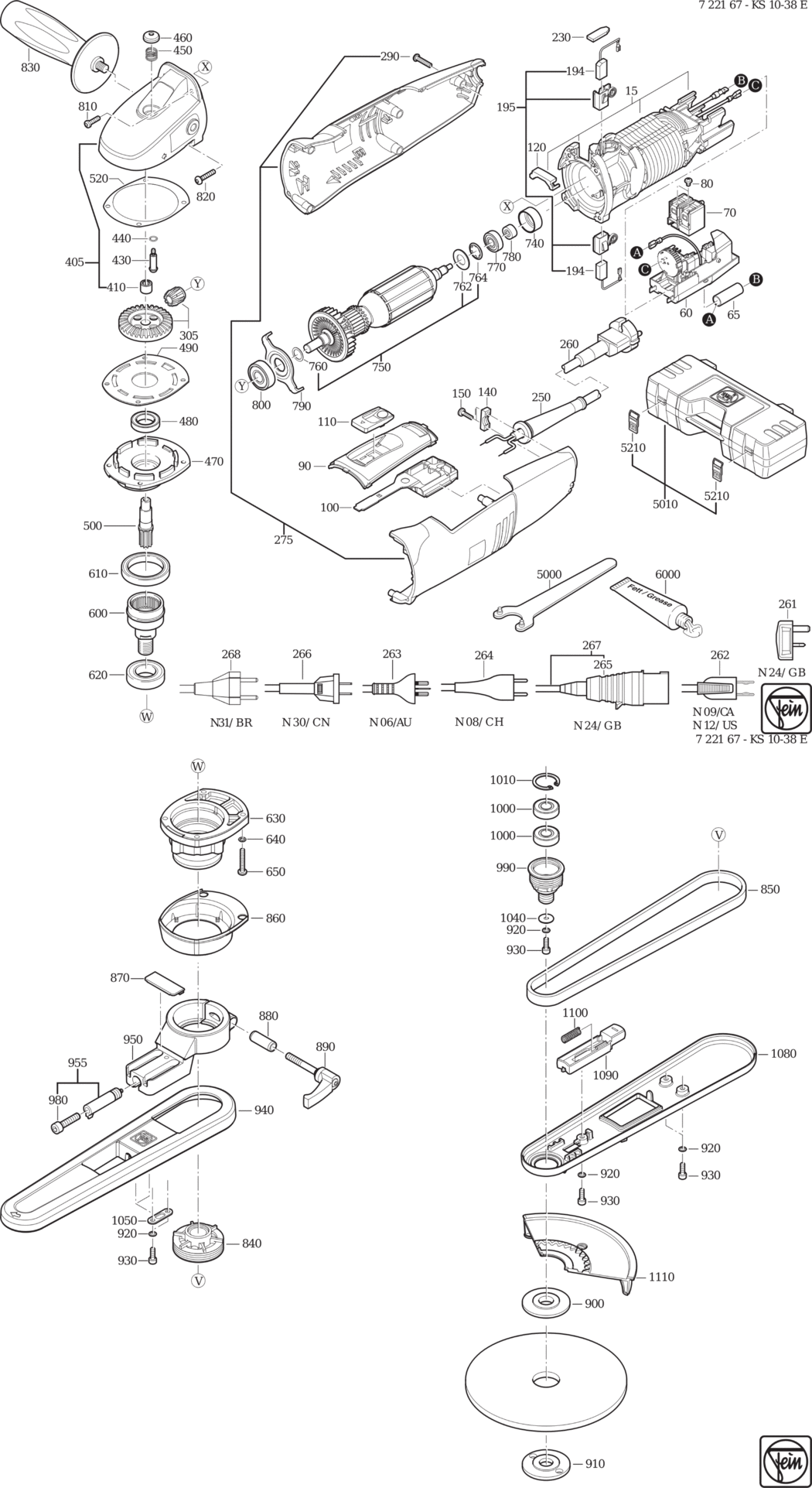 Fein KS 10-38 E ⡐/60Hz 220/230V) / 72216700230 Spare Parts