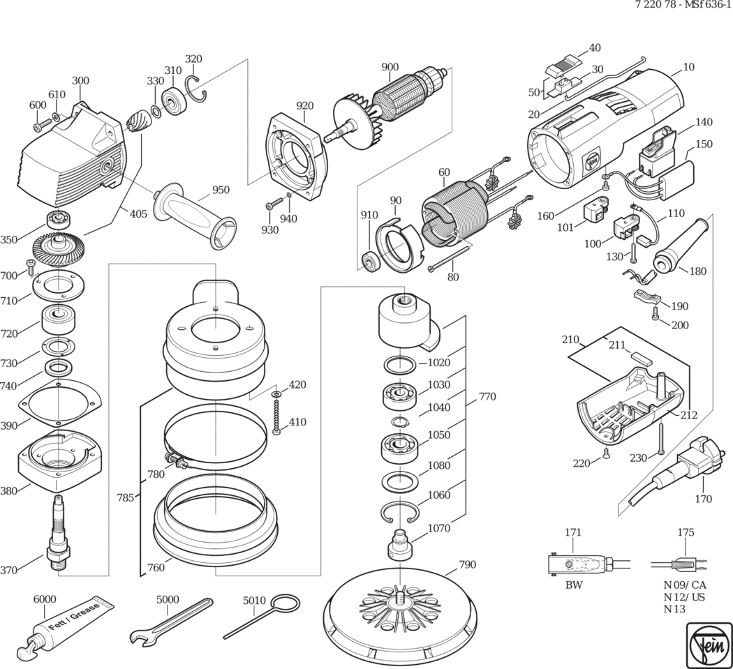 Fein MSf 636-1 ⡐/60Hz 220/230V) / 72207800225 Spare Parts