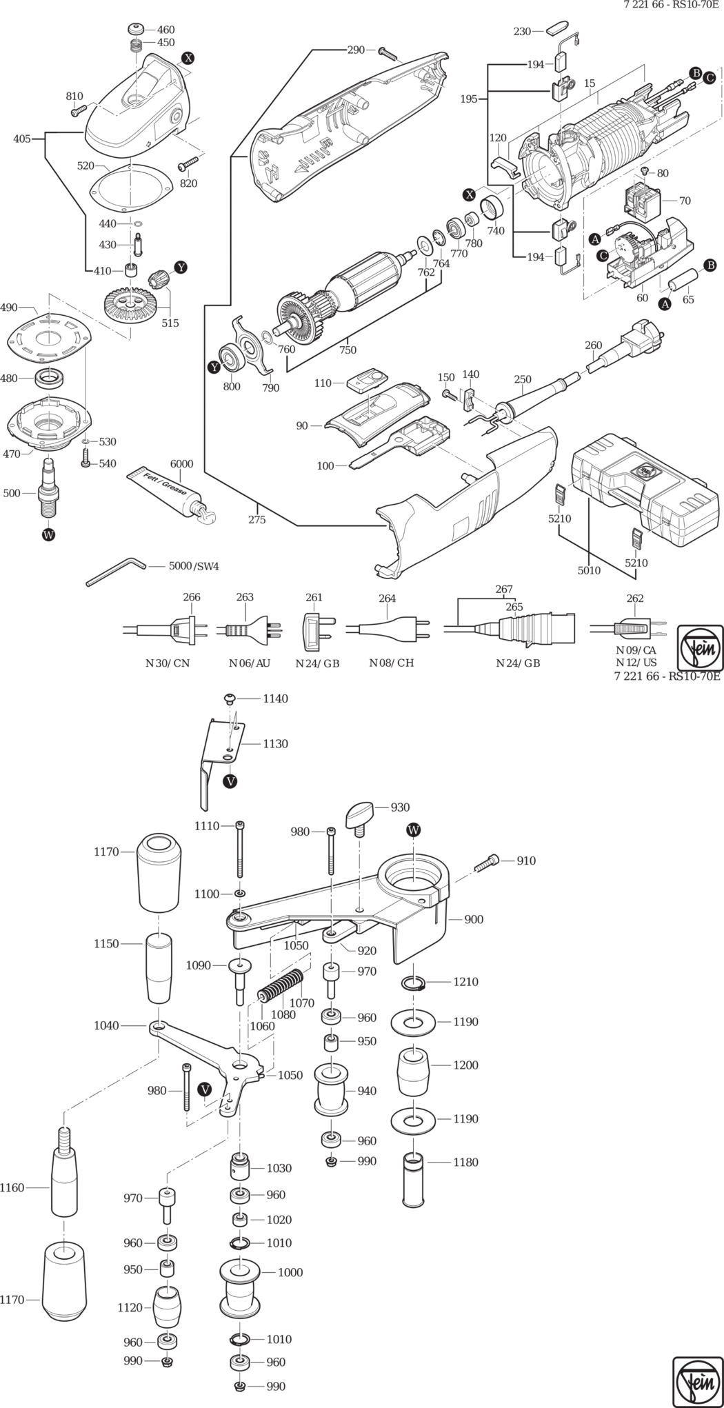 Fein RS 10-70 E ⡐/60Hz 220/230V) / 72216600230 Spare Parts