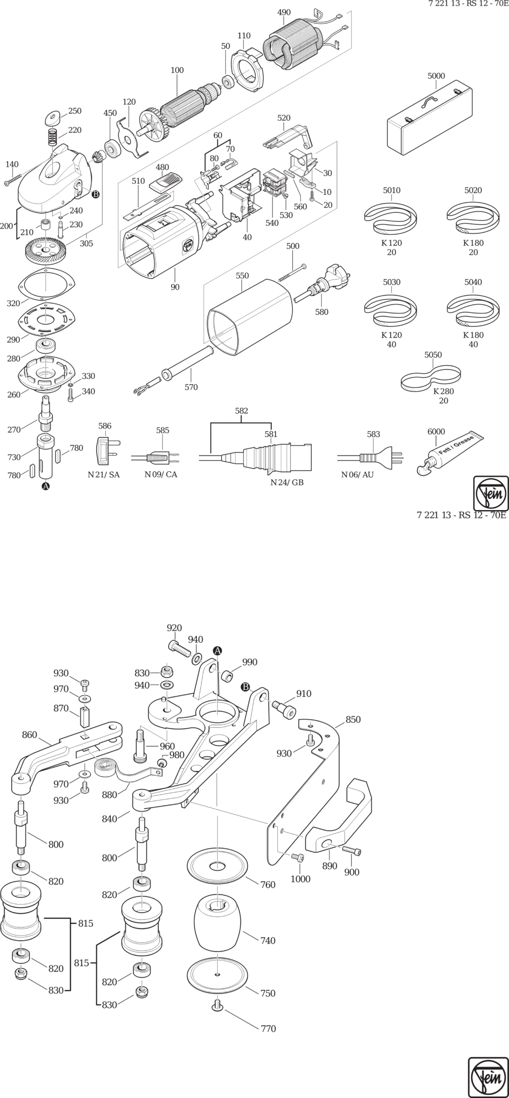 Fein RS 12-70 E ⡐Hz 110V) / 72211351029 Spare Parts