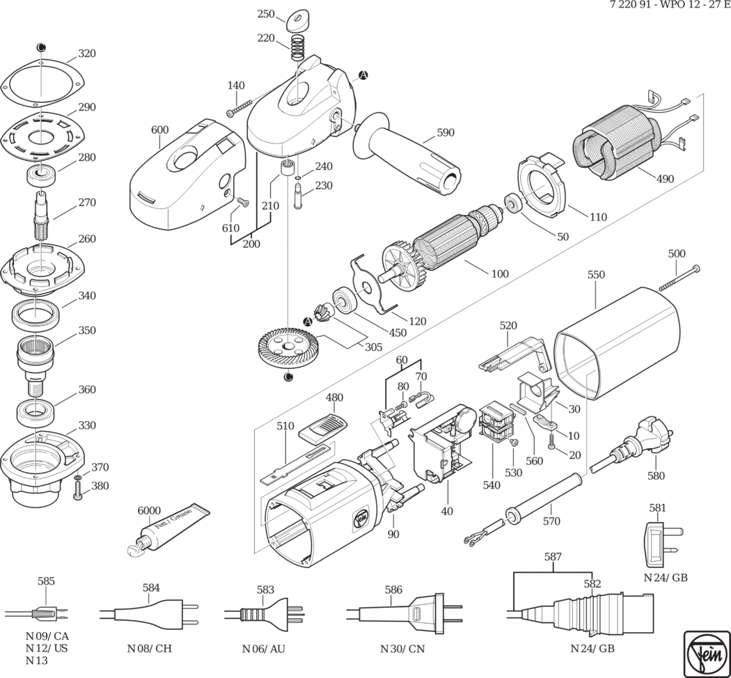 Fein WPO 12-27 E ⡐Hz 230V) / 72209100230 Spare Parts