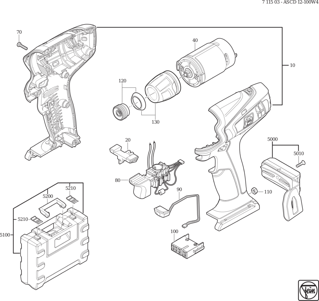 Fein ASCD 12-100 W4 ⠐.80V) / 71150300920 Spare Parts