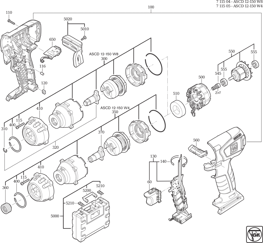 Fein ASCD 12-150 W8C ⠒V) / 71150400920 Spare Parts