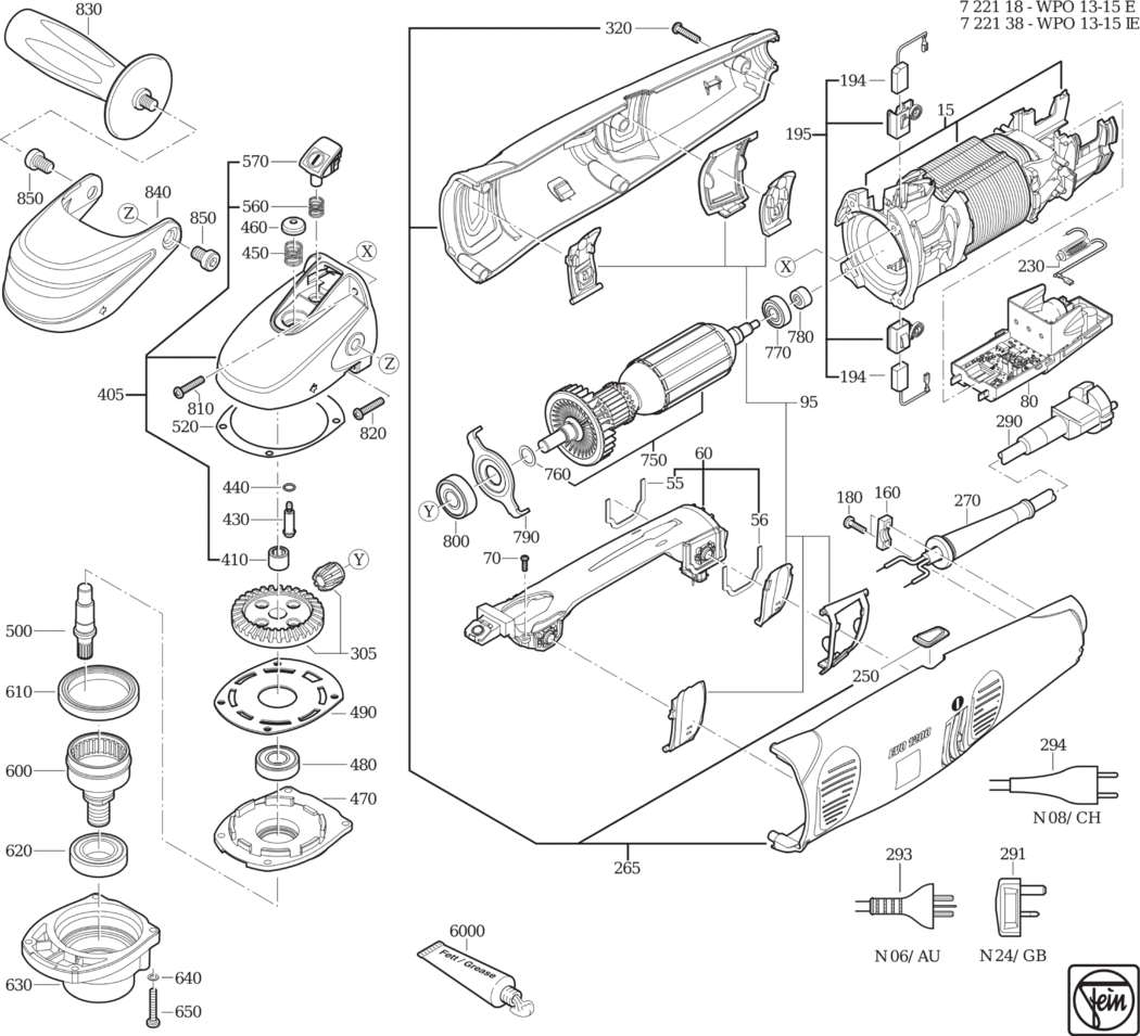 Fein WPO 13-15 E ⡐/60Hz 230V) / 72211800231 Spare Parts