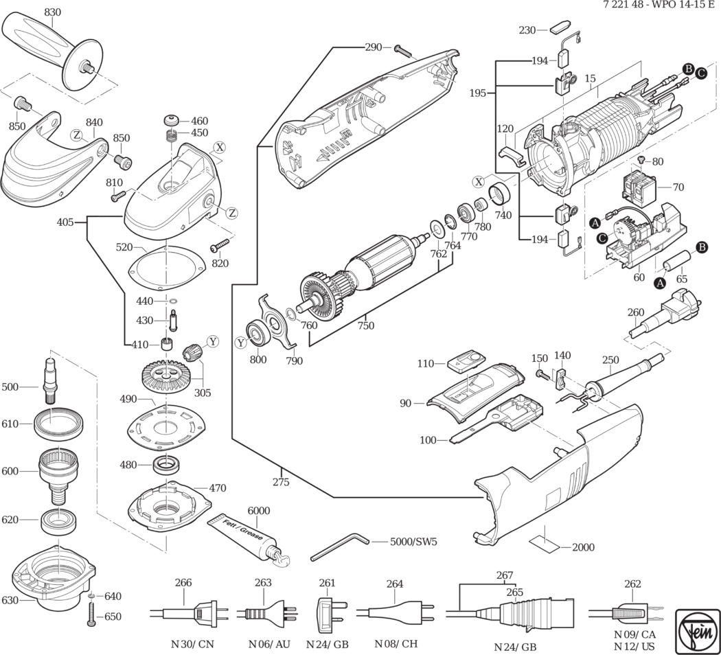 Fein WPO 14-15 E ⡐/60Hz 220/230V) / 72214800230 Spare Parts