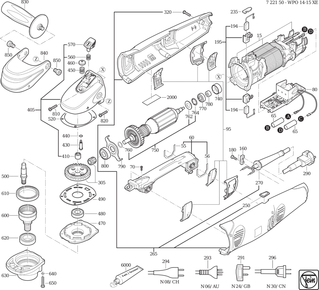 Fein WPO 14-15 XE ⡐/60Hz 220/230V) / 72215000230 Spare Parts