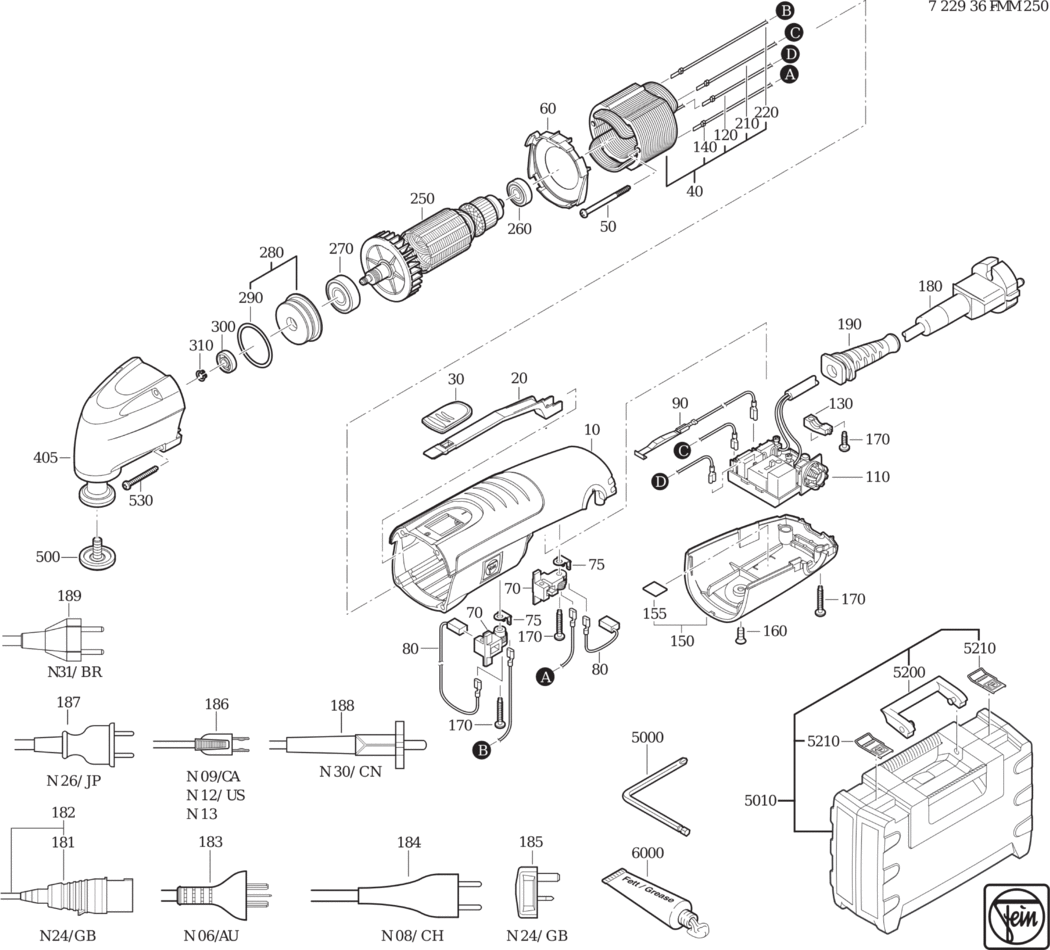 Fein FMM 250 ⡐/60Hz 110V) / 72293600110 Spare Parts