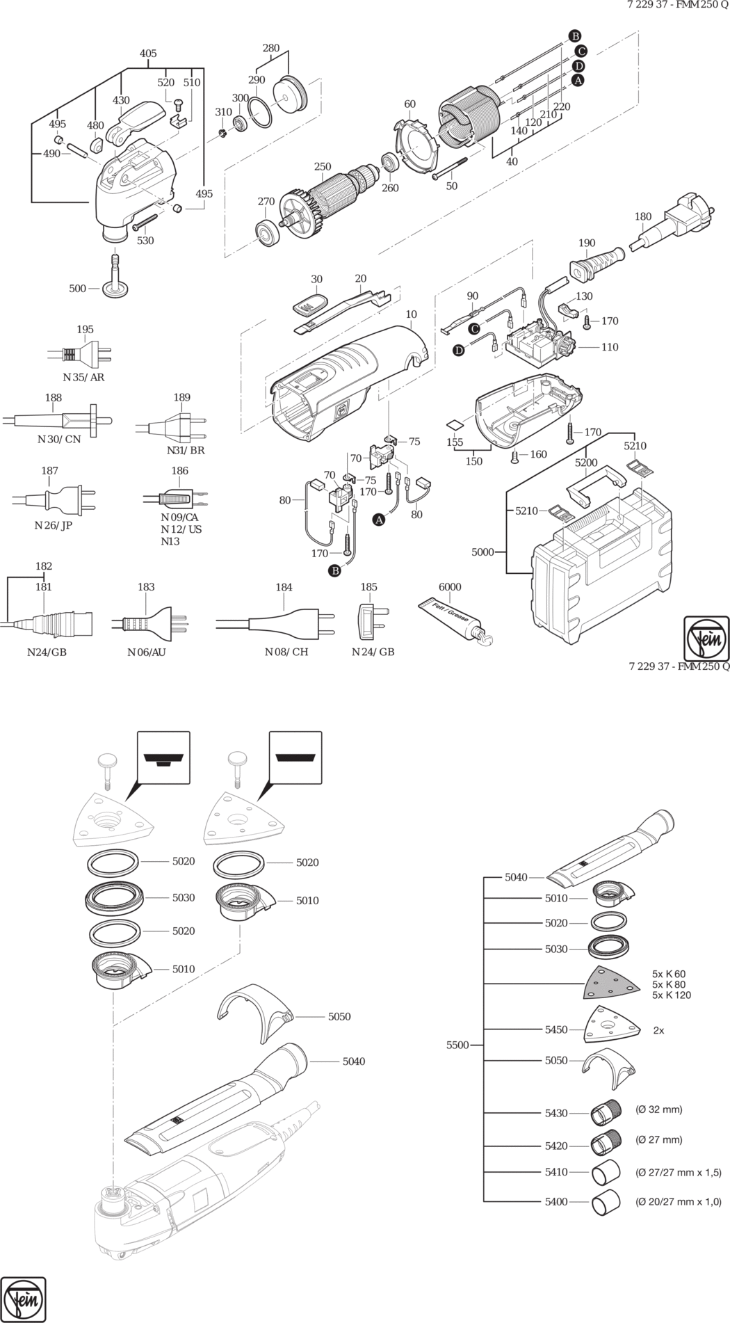 Fein FMM 250 Q ⡐/60Hz 220/230V) / 72293700230 Spare Parts