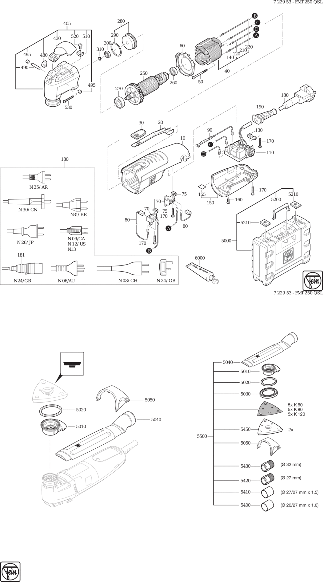 Fein FMT 250 QSL ⡐/60Hz 220/230V) / 72295300230 Spare Parts