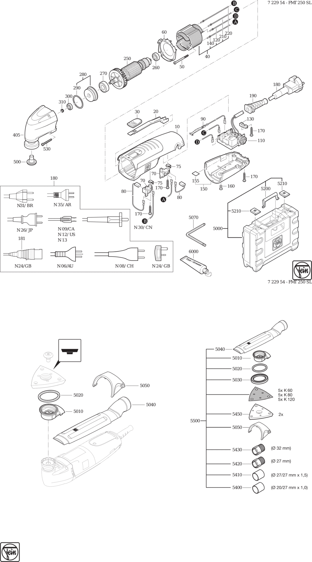 Fein FMT 250 SL ⡐/60Hz 220/230V) / 72295400230 Spare Parts