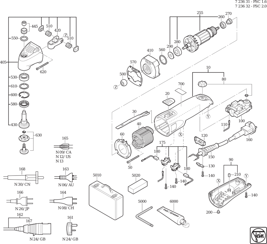 Fein FSC 2.0 ⡐/60Hz 110/120V) / 72363224110 Spare Parts