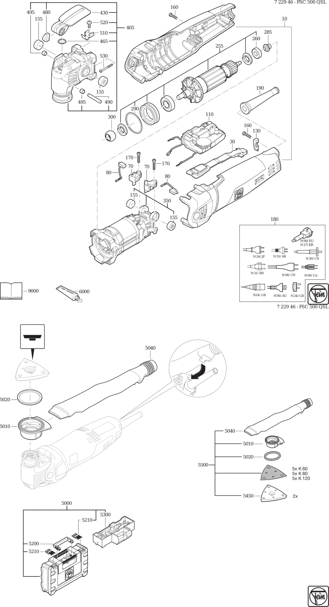 Fein FSC 500 QSL ⡐/60Hz 110/120V) / 72294624110 Spare Parts