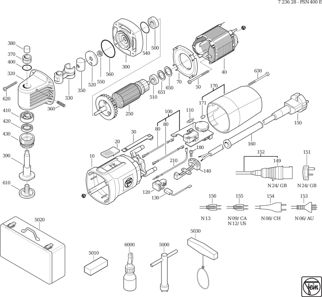 Fein FSN 400 E ⡐Hz 110V) / 72362824112 Spare Parts