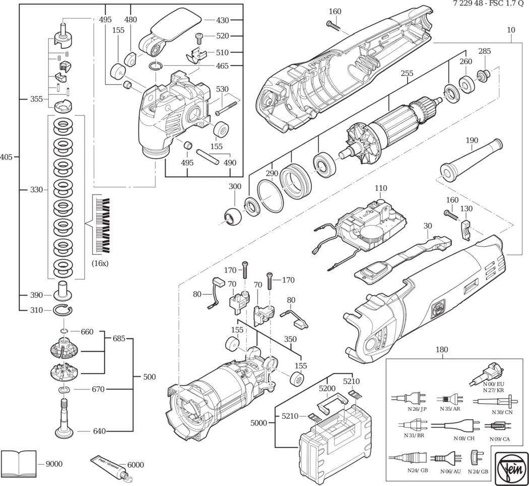 Fein FSC 1.7 Q ⡐/60Hz 220/230V) / 72294800230 Spare Parts