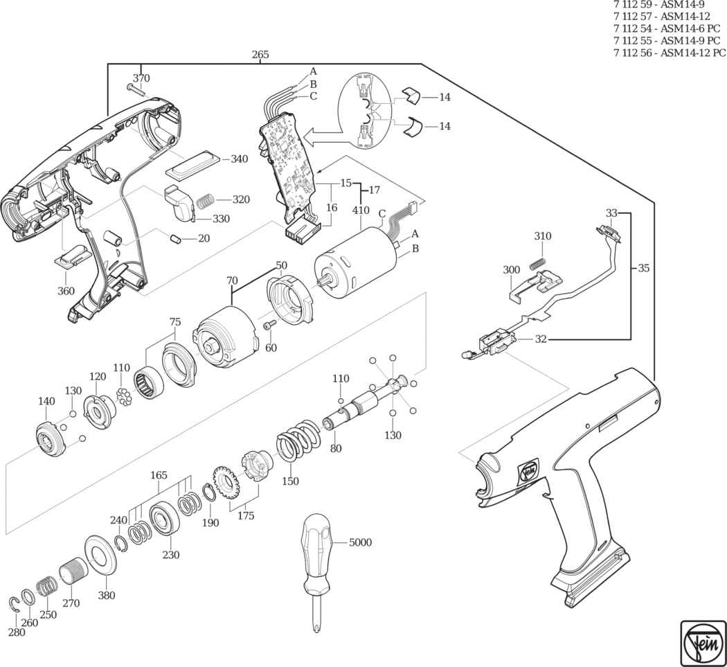 Fein ASM 14-12 PC (without battery) ⠔.40V) / 71125600950 Spare Parts