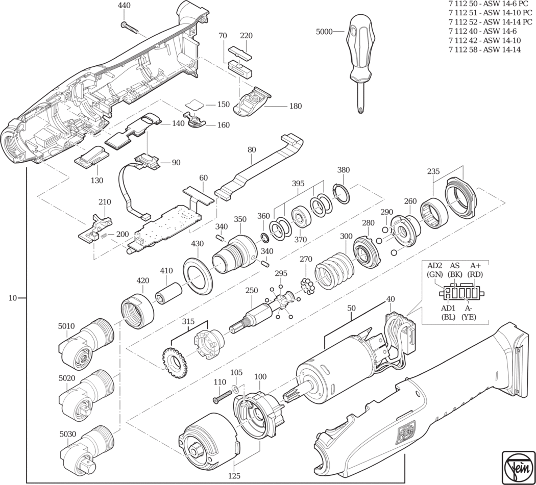 Fein ASW 14-10 (without battery and angled head) ⠔.40V) / 71124200950 Spare Parts