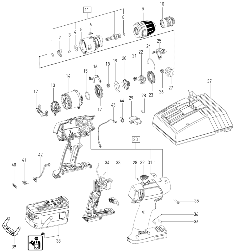 Festool T 12+3 Li FL / 497835 Spare Parts