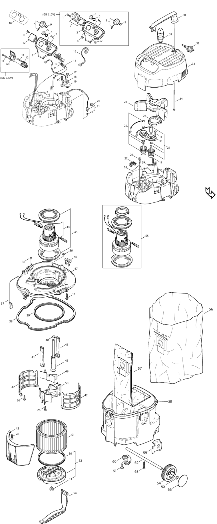 Festool SRM 45 E-LHS 225 230V / 495079 Spare Parts