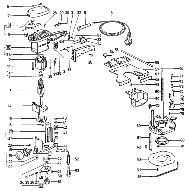 Festool OF 900 E GB 240V / 485550 Spare Parts